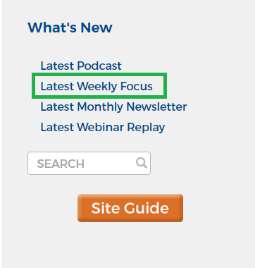 Latest Weekly Focus link in the member sidebar