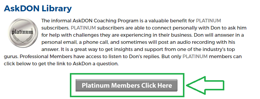 AskDON coaching - PLATINUM members click here button